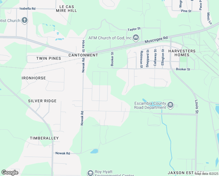 map of restaurants, bars, coffee shops, grocery stores, and more near 427 Connie Way in Cantonment