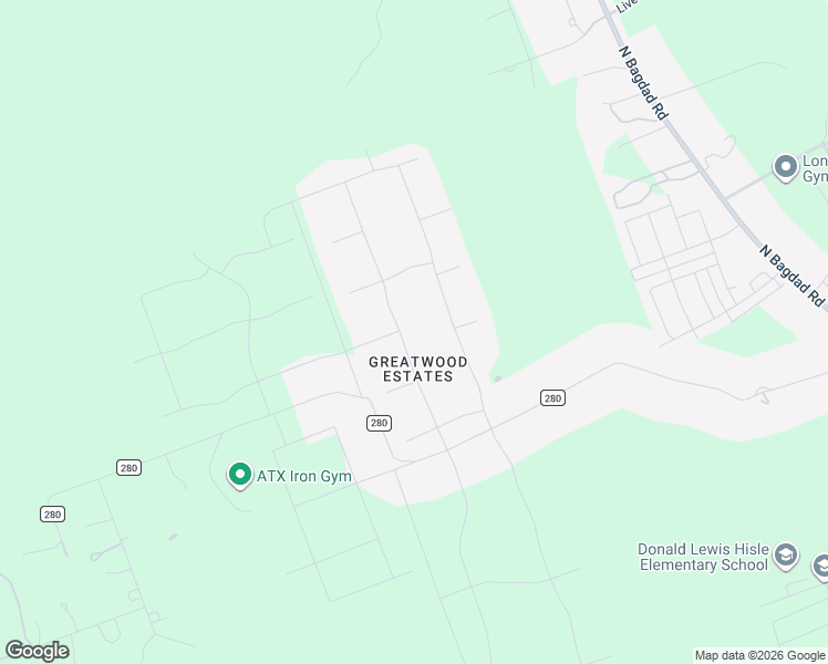 map of restaurants, bars, coffee shops, grocery stores, and more near 2601 Greatwood Trail in Leander