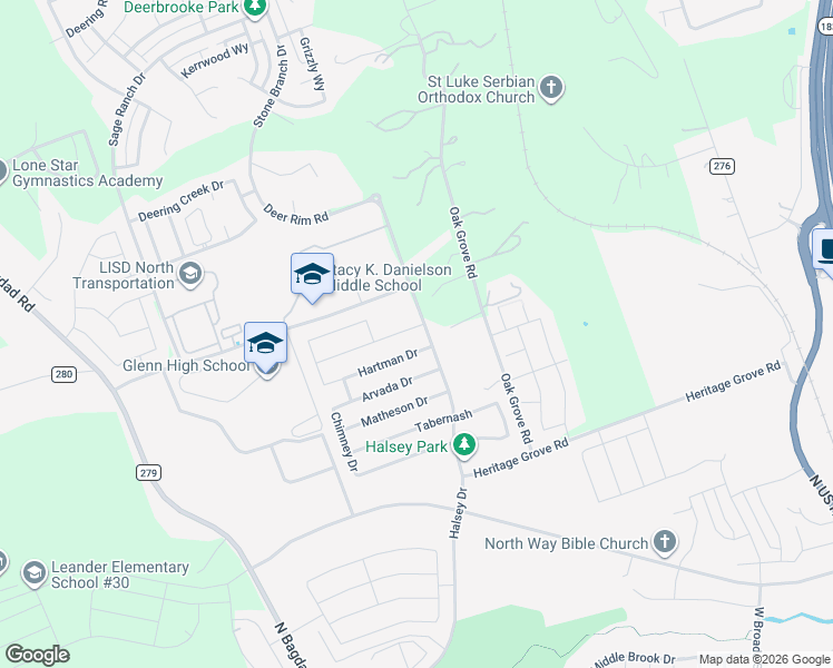 map of restaurants, bars, coffee shops, grocery stores, and more near 904 Wolcott Drive in Leander