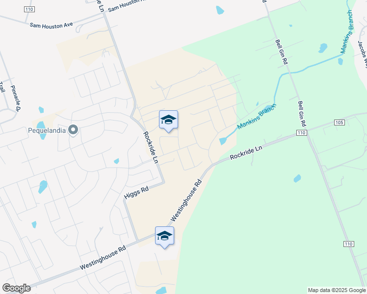 map of restaurants, bars, coffee shops, grocery stores, and more near 3051 County Road 110 in Georgetown