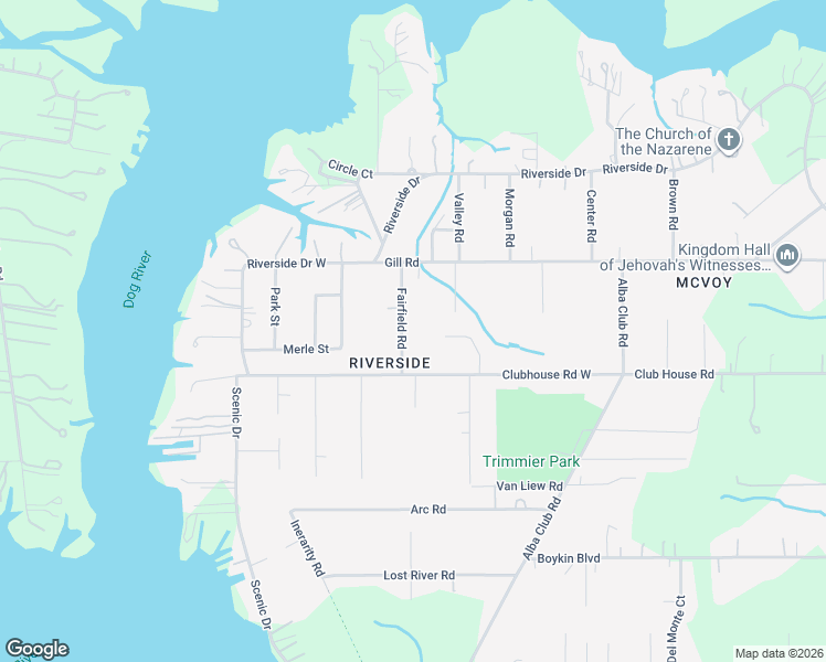map of restaurants, bars, coffee shops, grocery stores, and more near 3407 Fairfield Road in Mobile