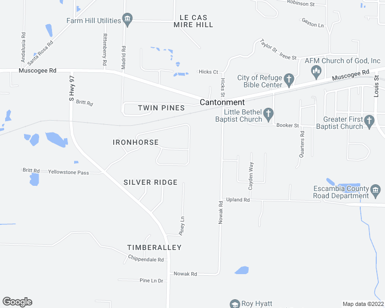 map of restaurants, bars, coffee shops, grocery stores, and more near 872 Chesapeake Trail in Cantonment