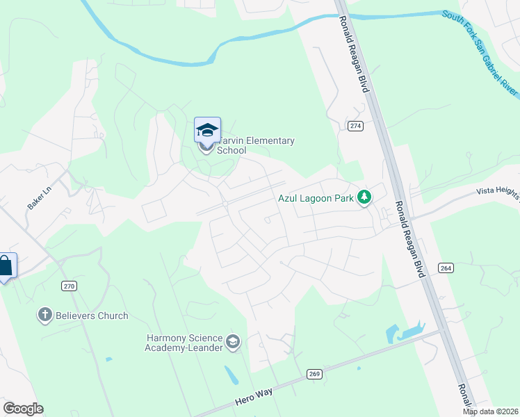 map of restaurants, bars, coffee shops, grocery stores, and more near 2241 Angelica Court in Leander