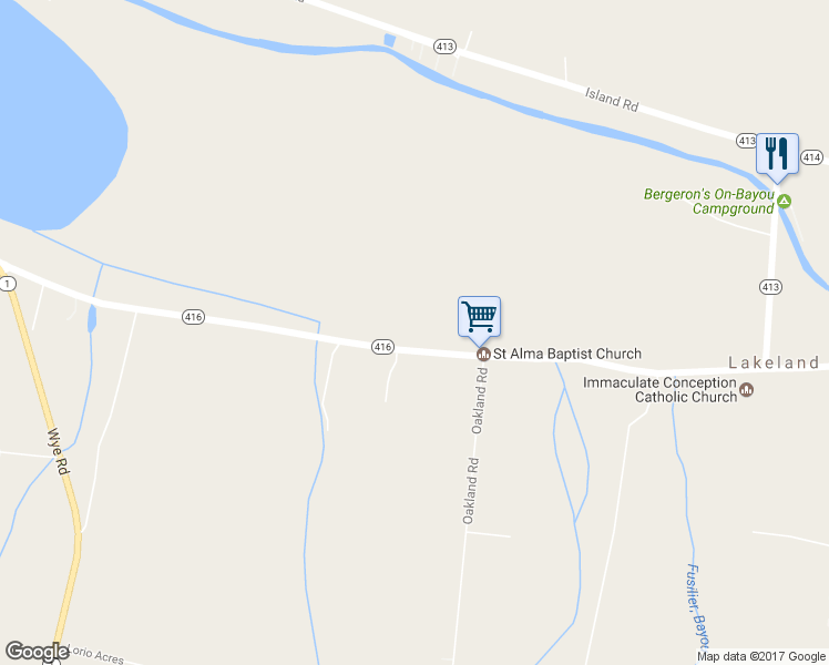 map of restaurants, bars, coffee shops, grocery stores, and more near 11947 Louisiana 416 in Lakeland