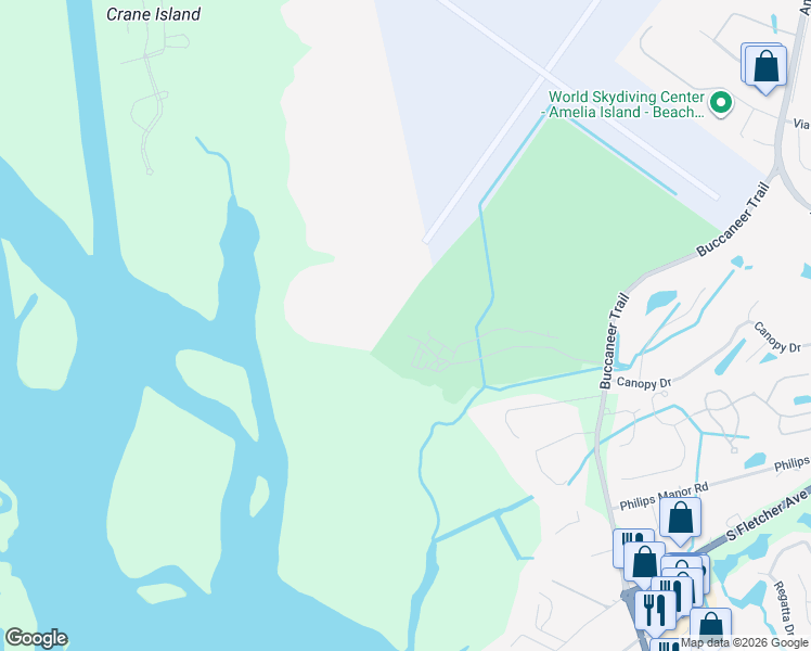 map of restaurants, bars, coffee shops, grocery stores, and more near 4477 Buccaneer Trail in Fernandina Beach