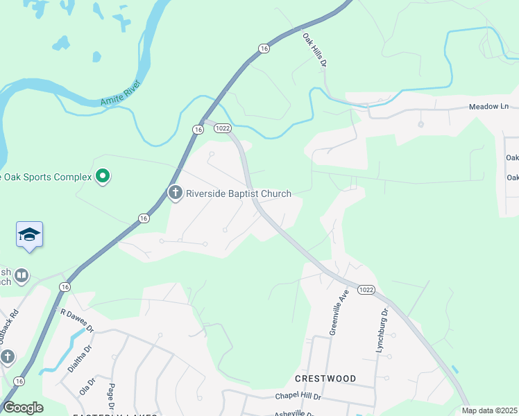 map of restaurants, bars, coffee shops, grocery stores, and more near 36873 Fore Road in Denham Springs