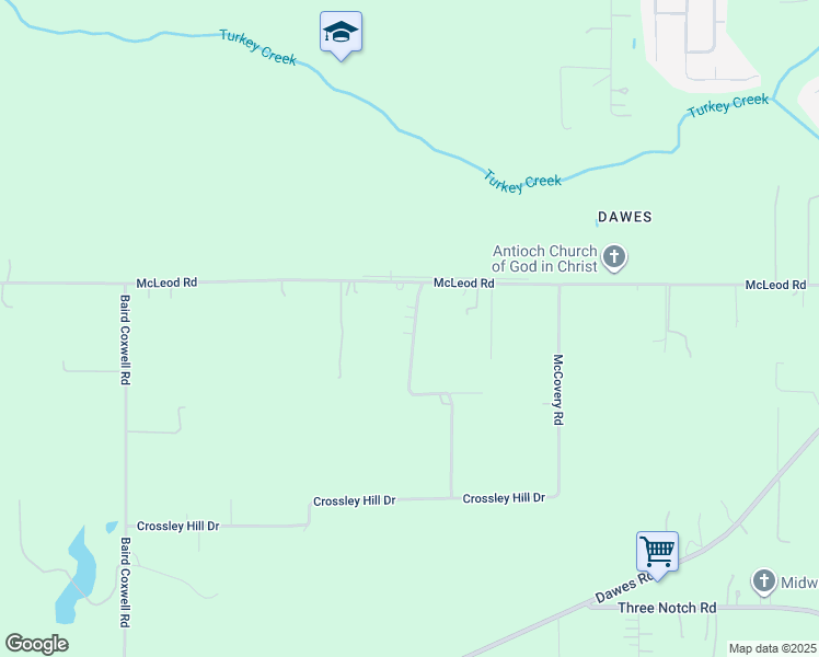 map of restaurants, bars, coffee shops, grocery stores, and more near 4310 McCovery Road Extension in Mobile