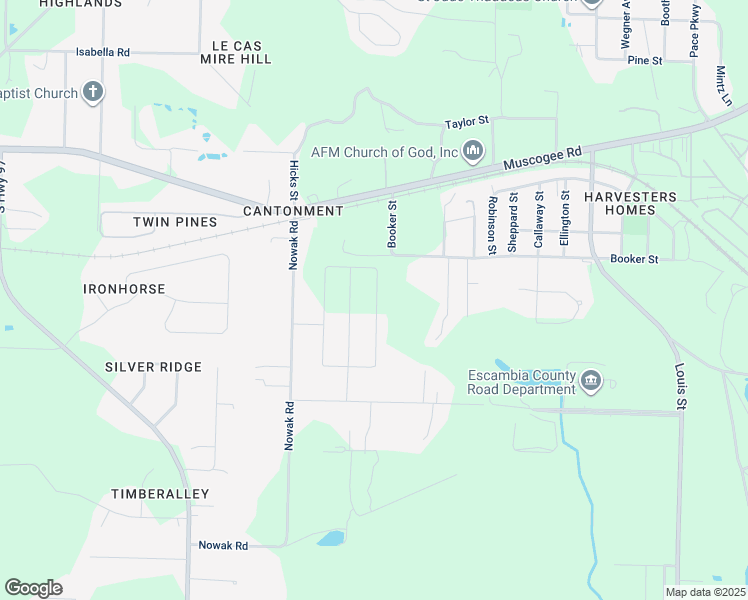 map of restaurants, bars, coffee shops, grocery stores, and more near 427 Connie Way in Cantonment