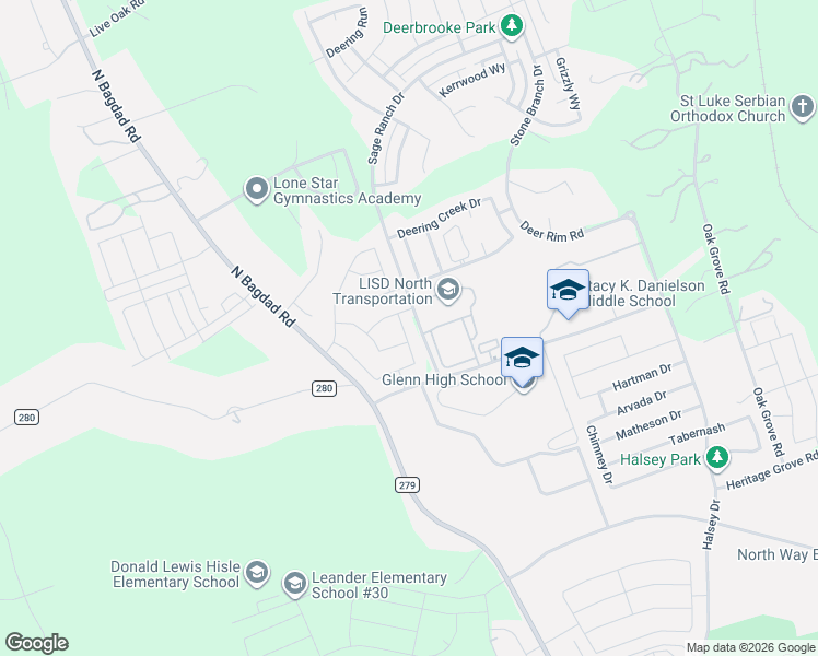 map of restaurants, bars, coffee shops, grocery stores, and more near 2217 McClendon Trail in Leander