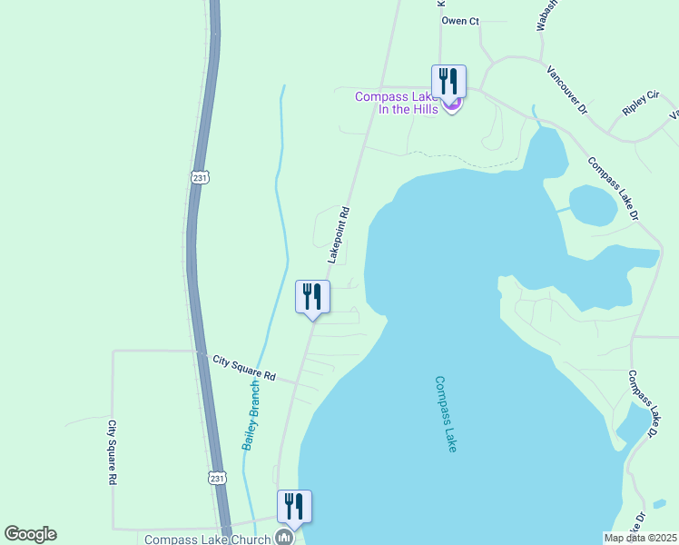 map of restaurants, bars, coffee shops, grocery stores, and more near 530 Lakepoint Rd in Alford
