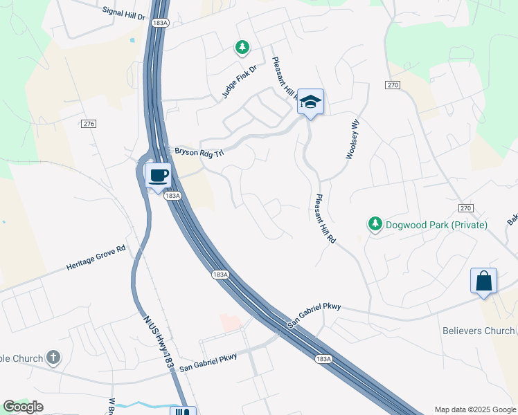 map of restaurants, bars, coffee shops, grocery stores, and more near 10950 Texas 183A Toll Road in Leander