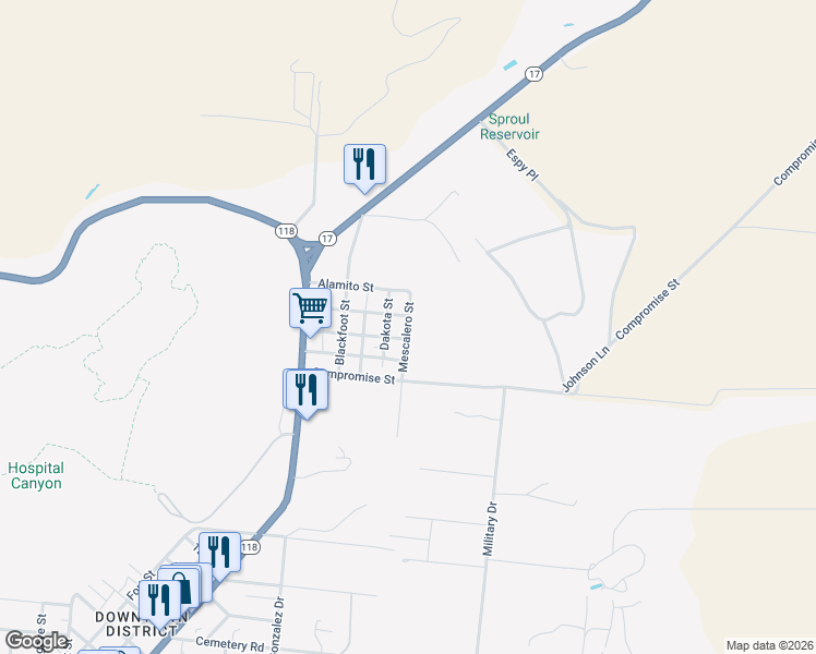 map of restaurants, bars, coffee shops, grocery stores, and more near 1800 Dakota Street in Fort Davis