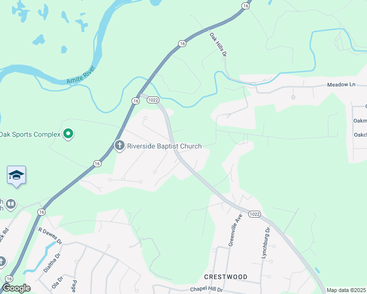 map of restaurants, bars, coffee shops, grocery stores, and more near 9427 L D Erwin Road in Denham Springs