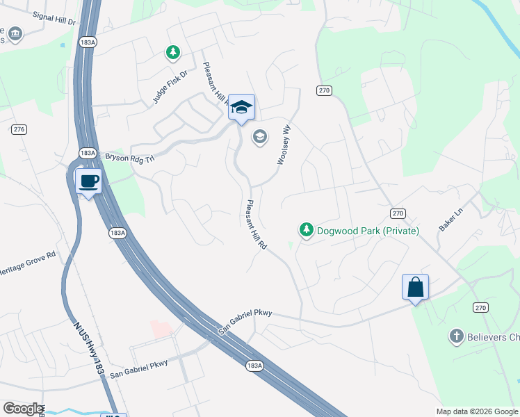 map of restaurants, bars, coffee shops, grocery stores, and more near Pleasant Hill Road in Leander