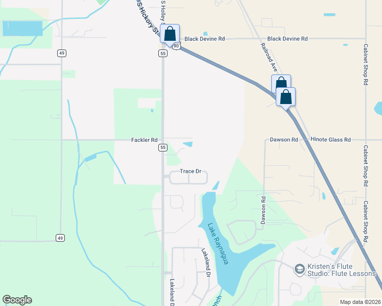 map of restaurants, bars, coffee shops, grocery stores, and more near 25856 County Road 55 in Loxley