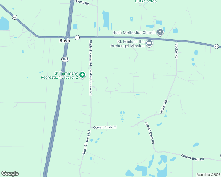 map of restaurants, bars, coffee shops, grocery stores, and more near 30287 Jim Williams Road in Bush
