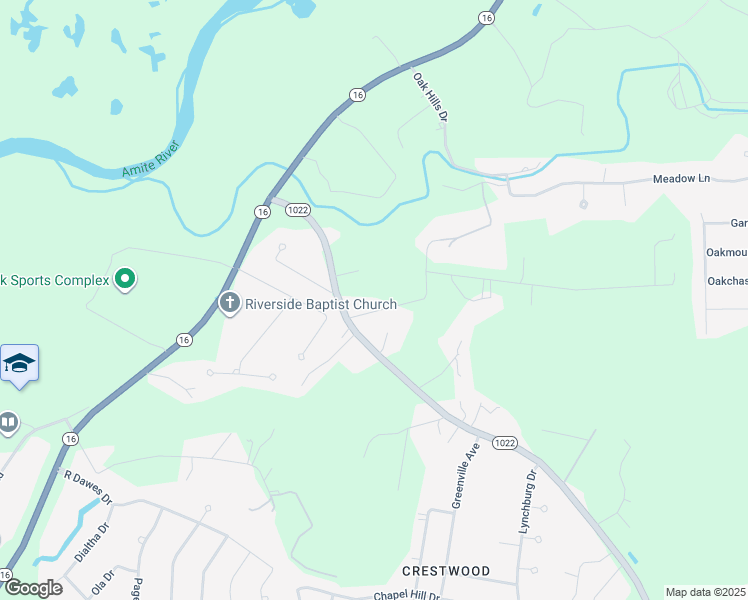 map of restaurants, bars, coffee shops, grocery stores, and more near 9427 L D Erwin Road in Denham Springs
