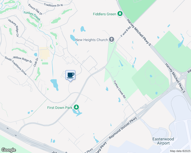 map of restaurants, bars, coffee shops, grocery stores, and more near HSC Parkway in Bryan