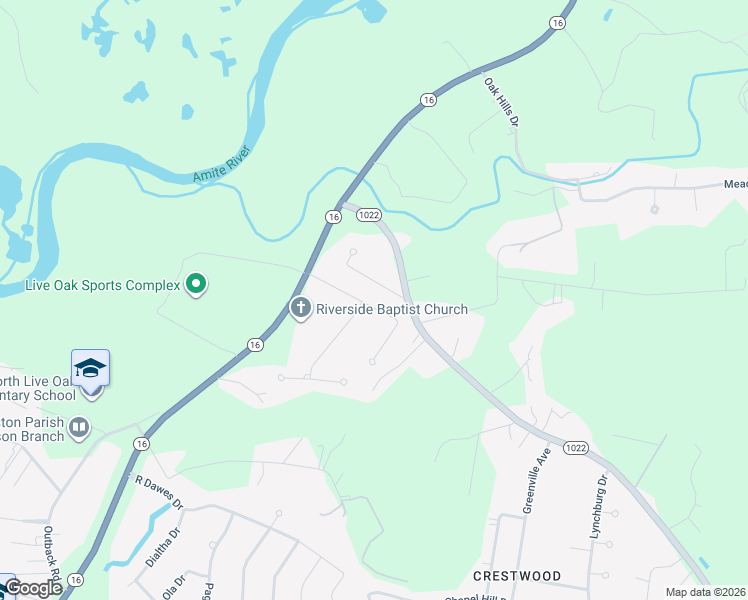 map of restaurants, bars, coffee shops, grocery stores, and more near 9205 Rue De Fluer in Denham Springs