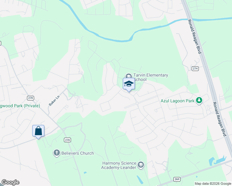 map of restaurants, bars, coffee shops, grocery stores, and more near 1445 County Road 270 in Leander