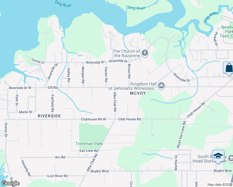 map of restaurants, bars, coffee shops, grocery stores, and more near 3311 Alba Club Road in Mobile