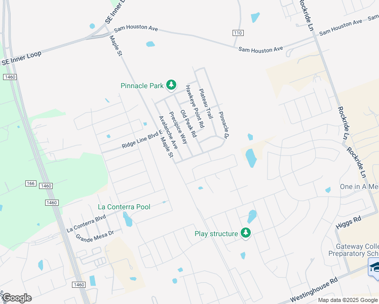map of restaurants, bars, coffee shops, grocery stores, and more near 334 Precipice Way in Georgetown