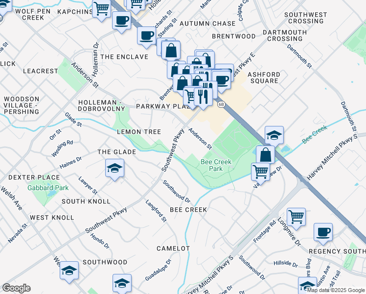 map of restaurants, bars, coffee shops, grocery stores, and more near 1804 Potomac Place in College Station