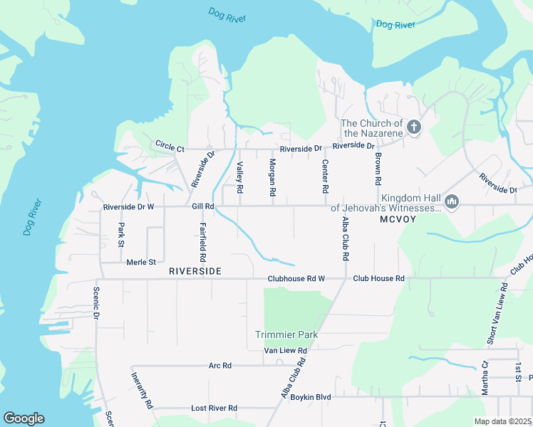 map of restaurants, bars, coffee shops, grocery stores, and more near 2715 Gill Road in Mobile