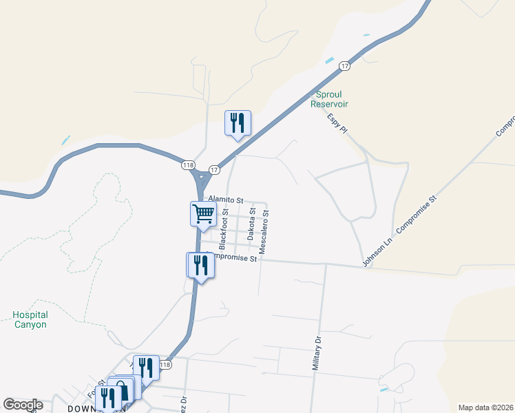 map of restaurants, bars, coffee shops, grocery stores, and more near 1800 Dakota Street in Fort Davis