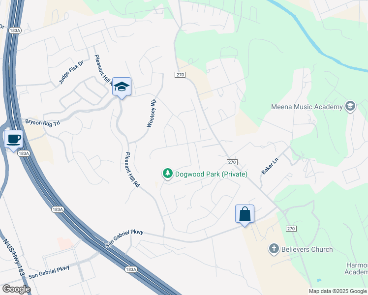 map of restaurants, bars, coffee shops, grocery stores, and more near 300-398 Pvt Road 918 in Leander