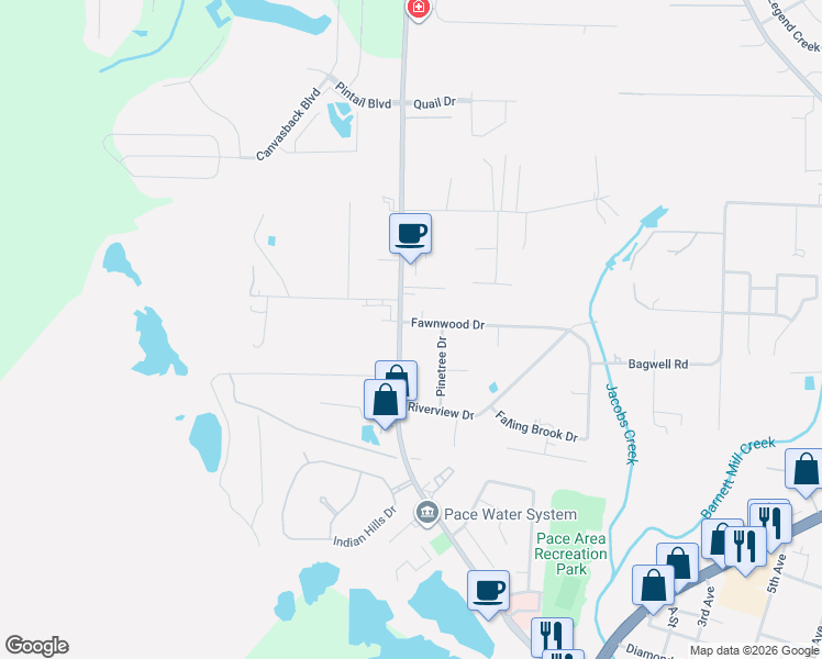 map of restaurants, bars, coffee shops, grocery stores, and more near 4560 Woodbine Road in Milton