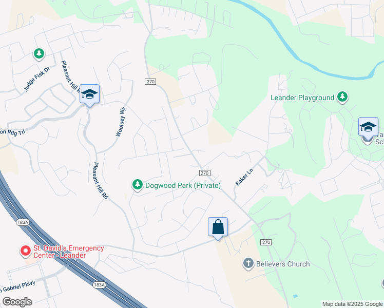 map of restaurants, bars, coffee shops, grocery stores, and more near 300 Pvt Road 918 in Leander