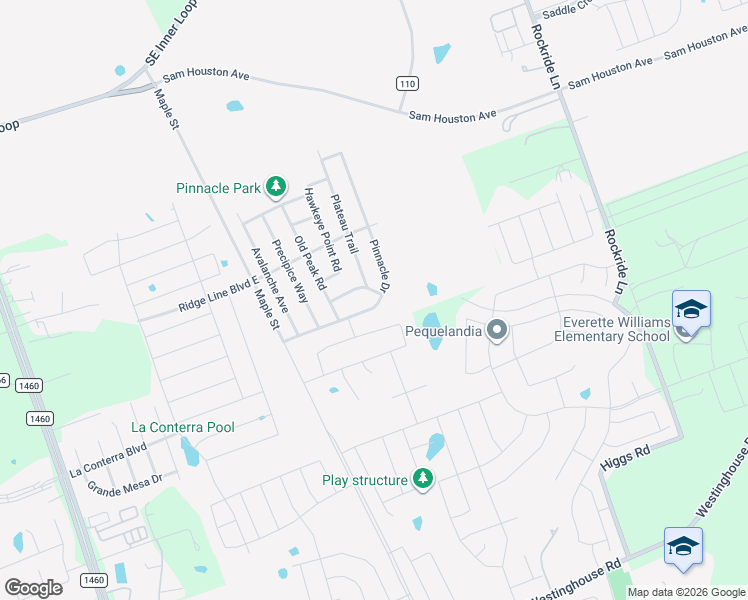 map of restaurants, bars, coffee shops, grocery stores, and more near 1000 Plateau Trail in Georgetown