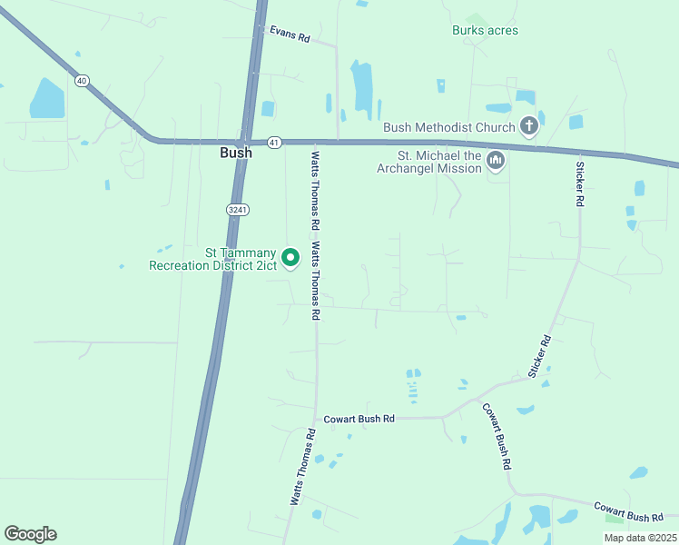 map of restaurants, bars, coffee shops, grocery stores, and more near in Bush