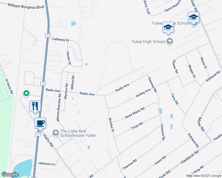 map of restaurants, bars, coffee shops, grocery stores, and more near 85485 Radio Avenue in Yulee