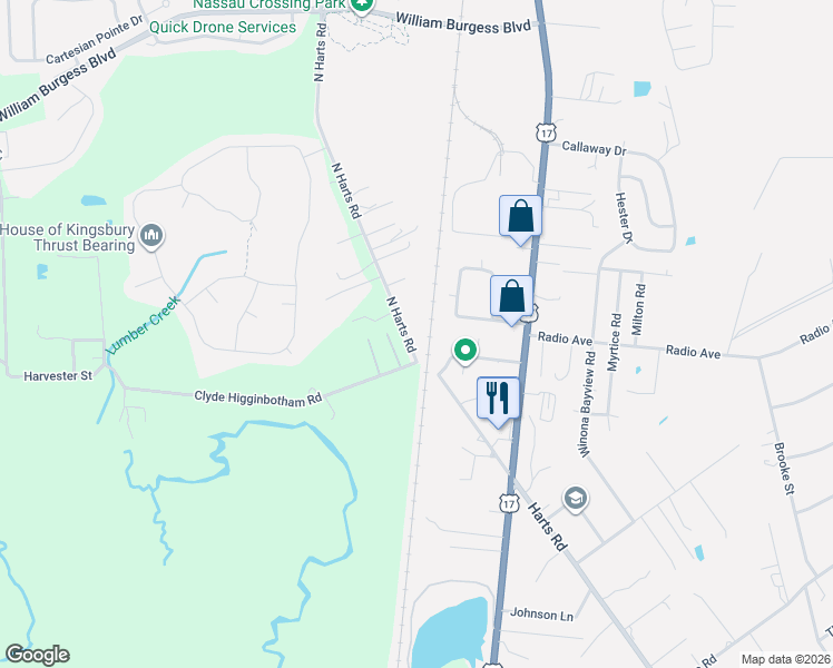 map of restaurants, bars, coffee shops, grocery stores, and more near 85431 Harts Road in Yulee