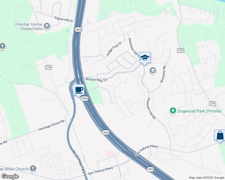 map of restaurants, bars, coffee shops, grocery stores, and more near 10950 183A Toll Road in Leander