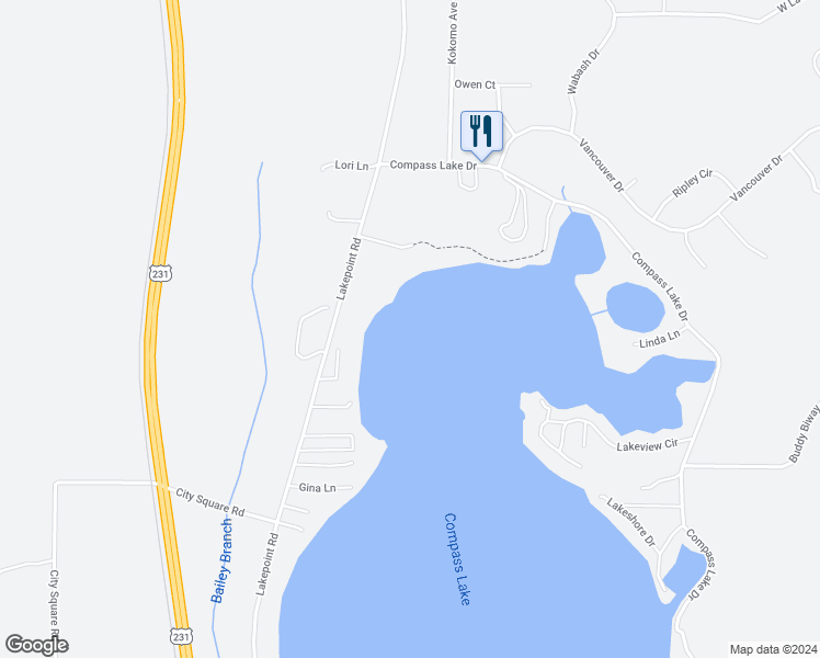 map of restaurants, bars, coffee shops, grocery stores, and more near 530 Lakepoint Road in Alford
