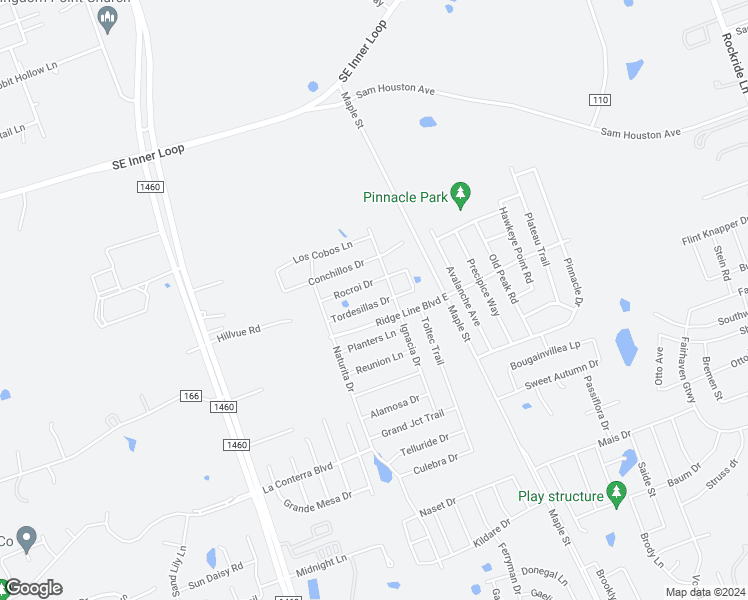 map of restaurants, bars, coffee shops, grocery stores, and more near 320 Tordesillas Dr. in Georgetown