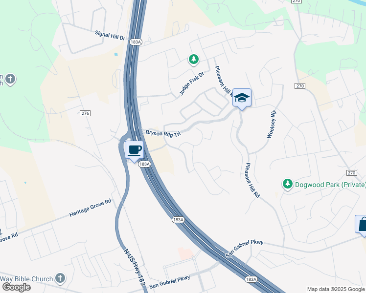 map of restaurants, bars, coffee shops, grocery stores, and more near 10950 183A Toll Road in Leander