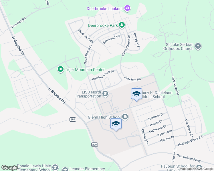 map of restaurants, bars, coffee shops, grocery stores, and more near 1301 Low Branch Lane in Leander
