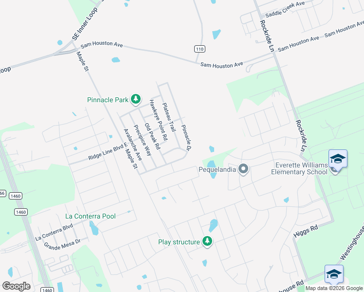 map of restaurants, bars, coffee shops, grocery stores, and more near 1000 Plateau Trail in Georgetown