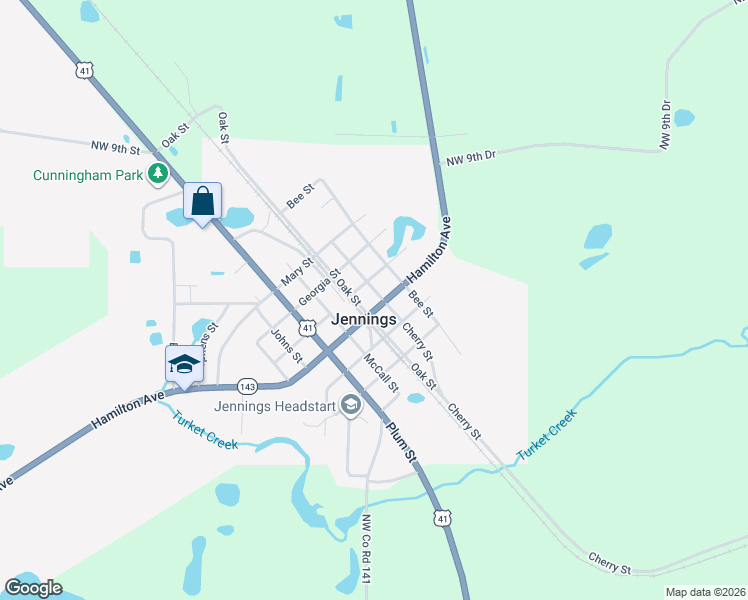 map of restaurants, bars, coffee shops, grocery stores, and more near 1356 Cherry St in Jennings