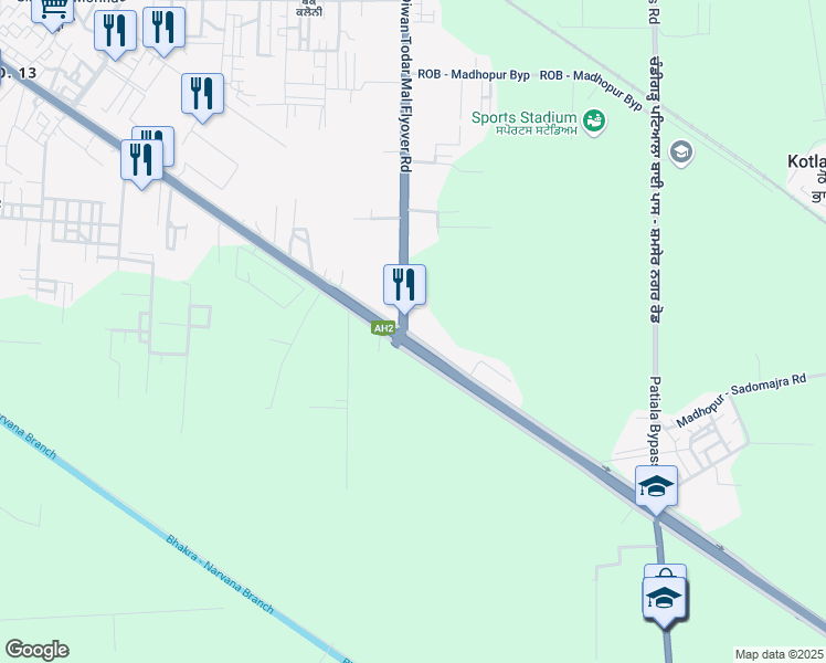 map of restaurants, bars, coffee shops, grocery stores, and more near Hansali - Grand Trunk Road in Fatehgarh Sahib
