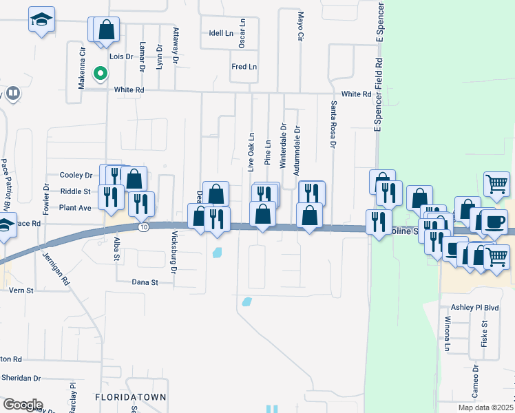 map of restaurants, bars, coffee shops, grocery stores, and more near 5187 Hilltop Avenue in Milton