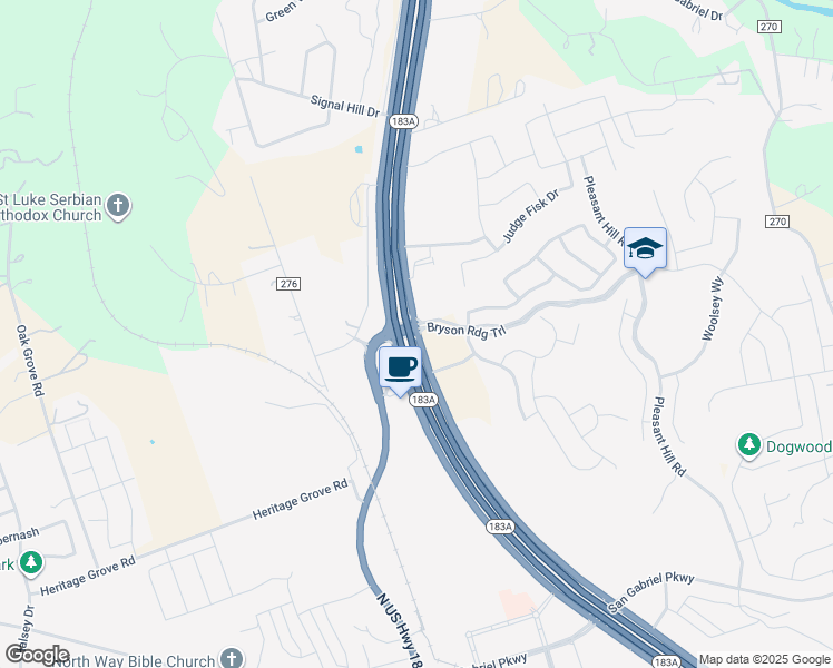 map of restaurants, bars, coffee shops, grocery stores, and more near Texas 183A Toll Road in Leander