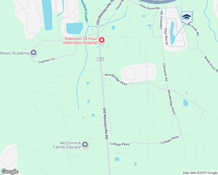 map of restaurants, bars, coffee shops, grocery stores, and more near 95140 Woodbridge Parkway in Fernandina Beach