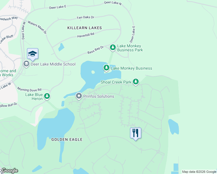 map of restaurants, bars, coffee shops, grocery stores, and more near 9126 Shoal Creek Drive in Tallahassee