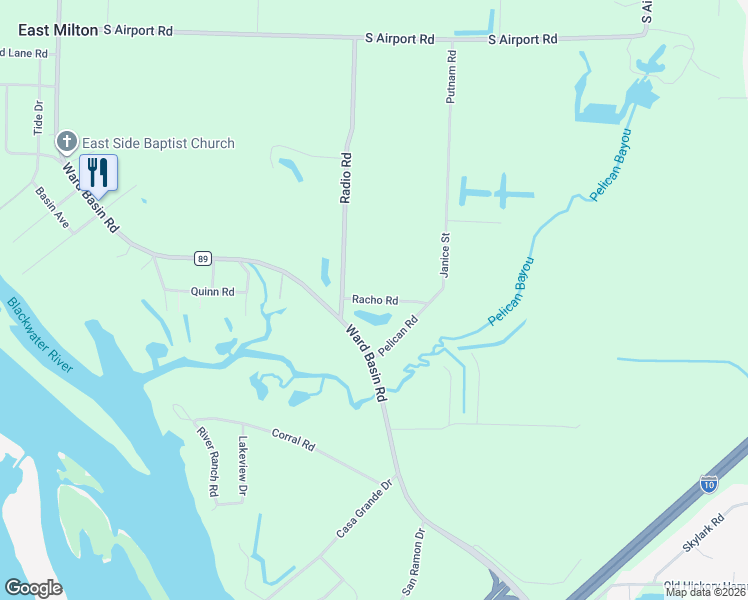 map of restaurants, bars, coffee shops, grocery stores, and more near Racho Road in Milton