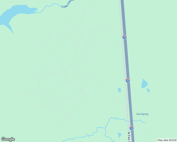 map of restaurants, bars, coffee shops, grocery stores, and more near North Freeway Service Road in New Waverly